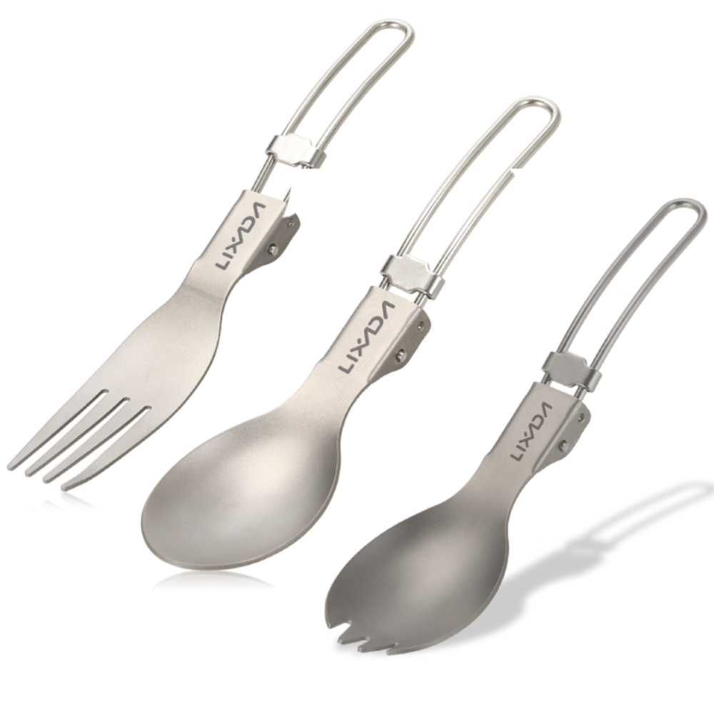 Camping Cooking Utensils Kit - Lixada-horquilla plegable de titanio, ultraligera, portátil,