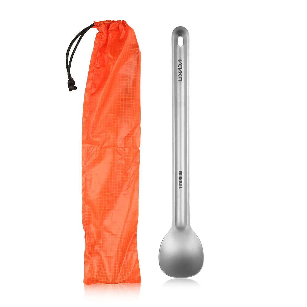 Camping Cooking Utensils Kit - Lixada-cuchara de mango largo de titanio