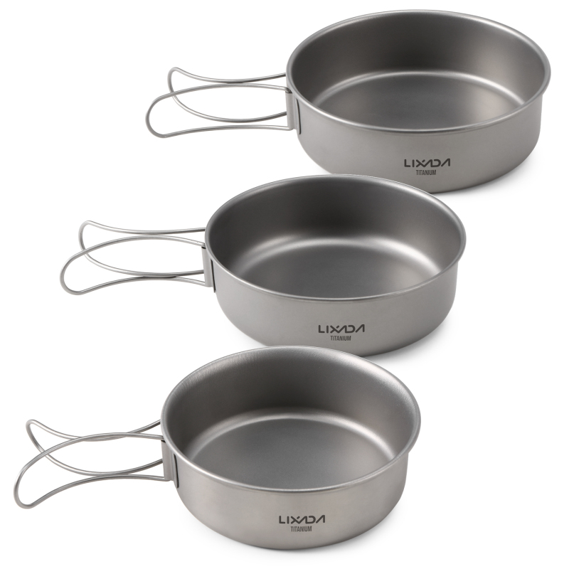 Camping Cooking Utensils Kit - Lixada-cuencos de titanio ultraligeros, cuenco para