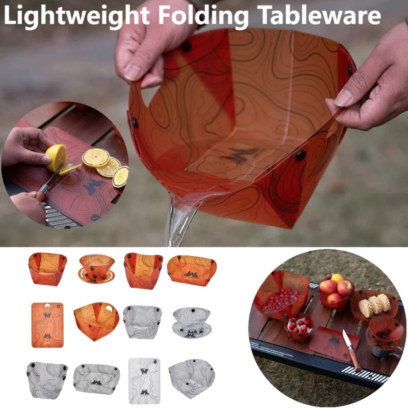 Camping Cooking Plate - Vajilla plegable para acampar, cuenco portátil,