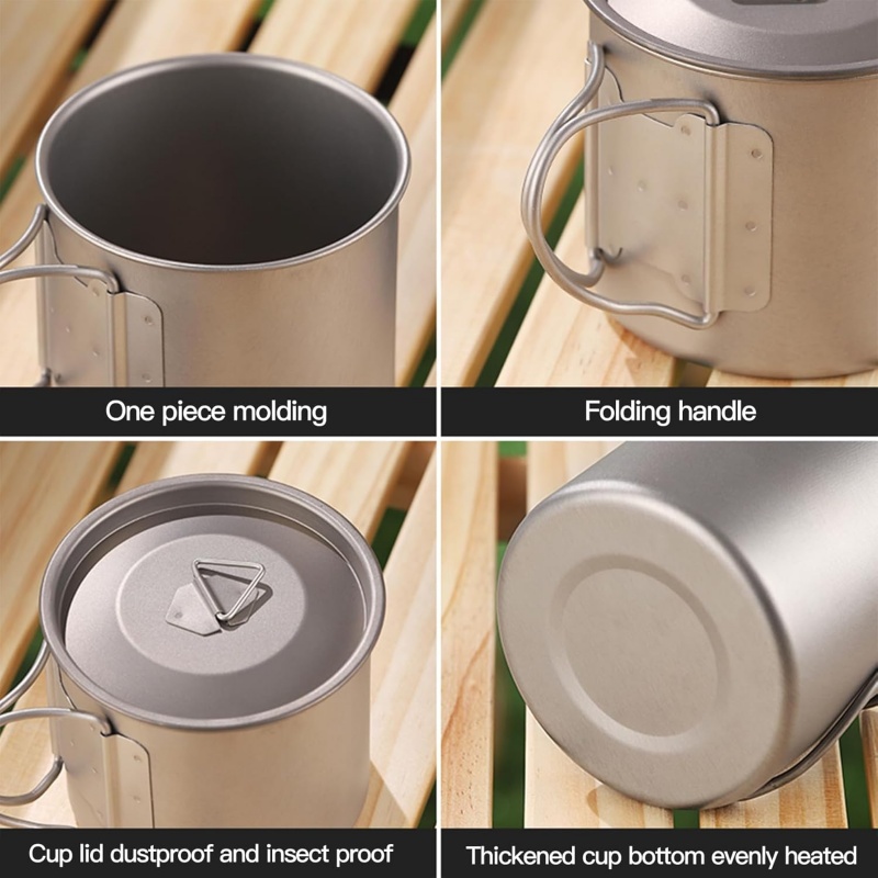 Taza de camping de titanio con - Camping Cooking Survival reseña y precio
