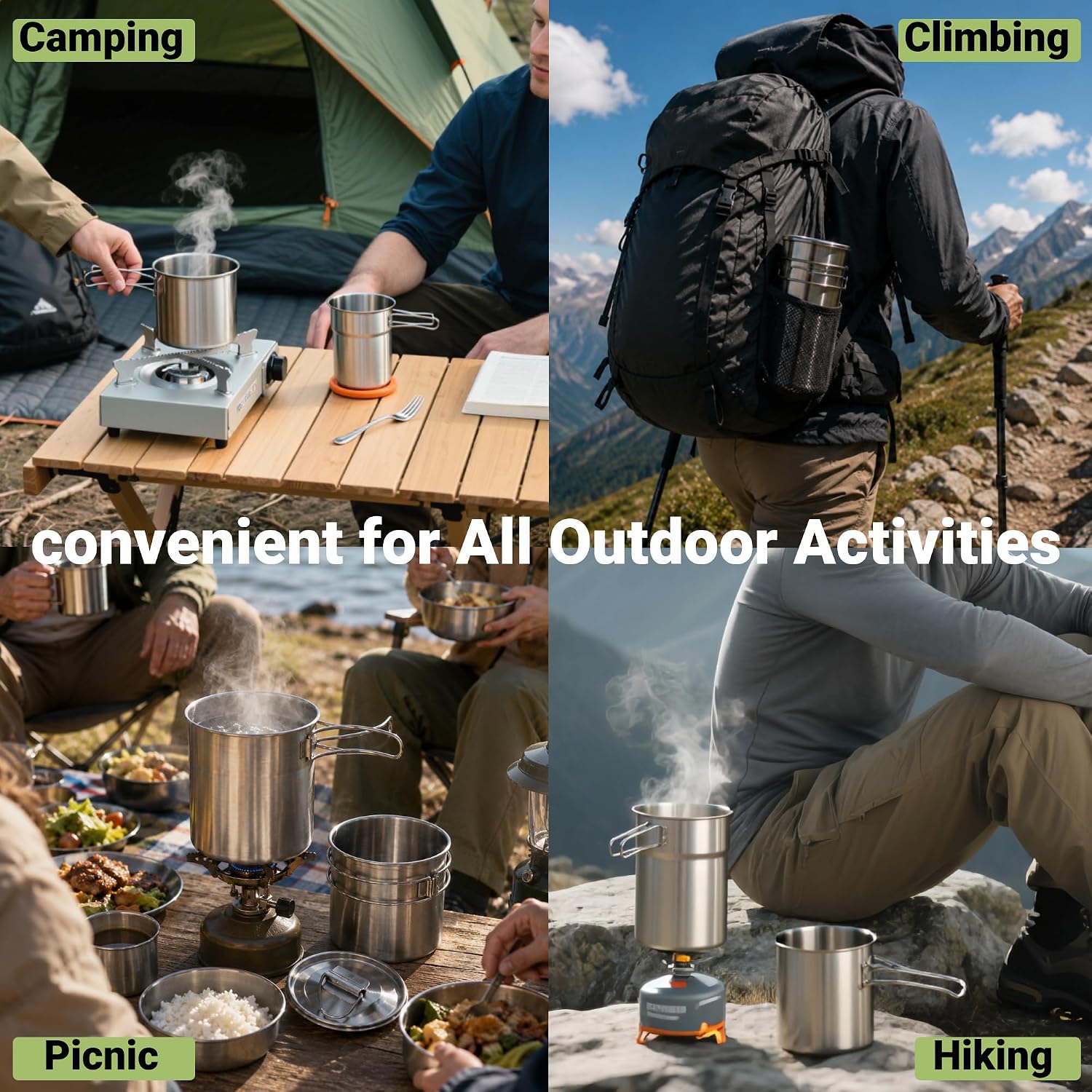Tazas plegables para acampar,  - Camping Cooking Mug reseña y precio