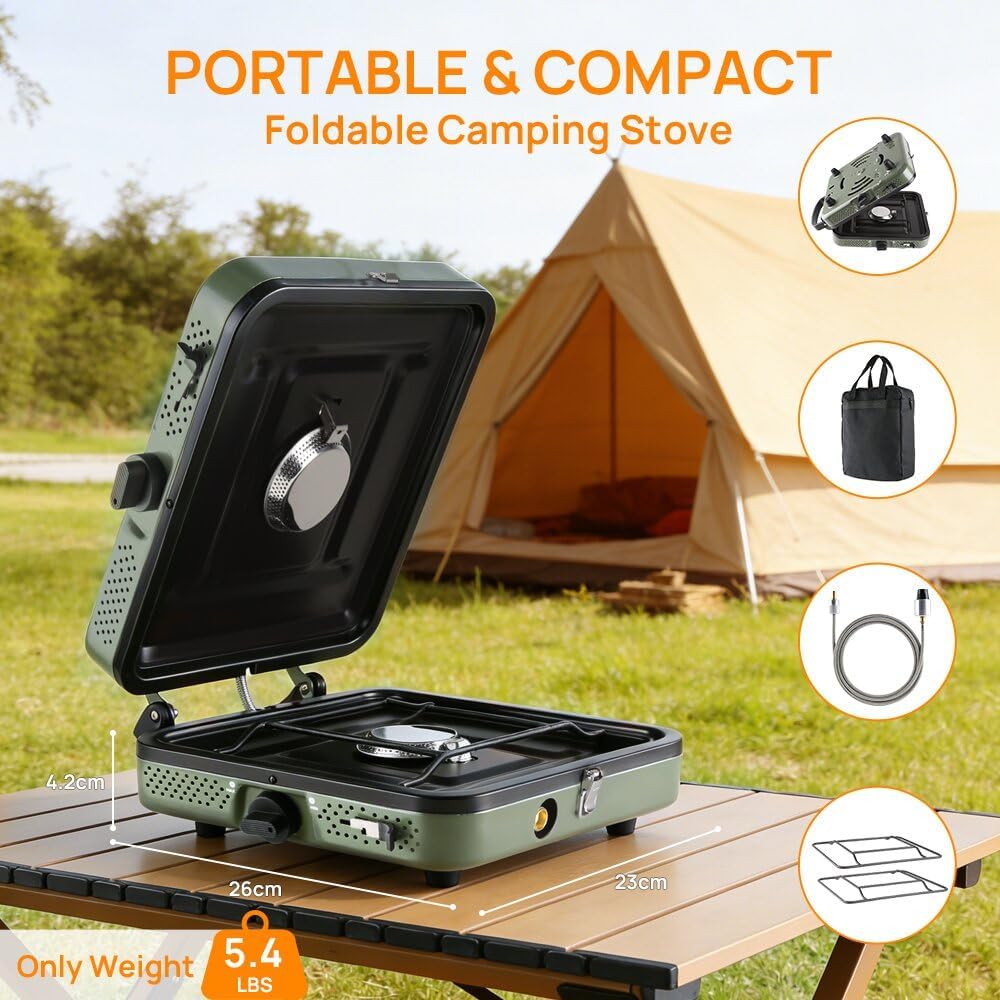 Estufa de camping portátil de  - Camping Cooking Essentials reseña y precio