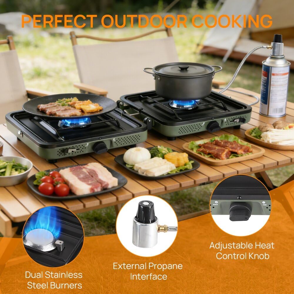 Estufa de camping portátil de  - Camping Cooking Essentials reseña y precio